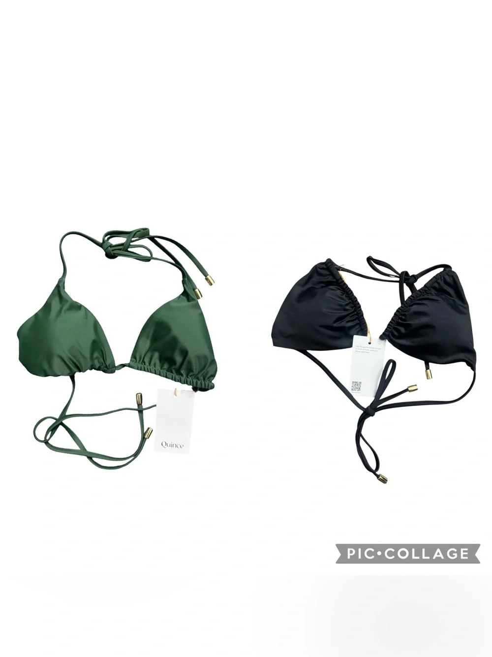 Quince Italian Triangle Bikini Tops Lot Of 2 Size Small.